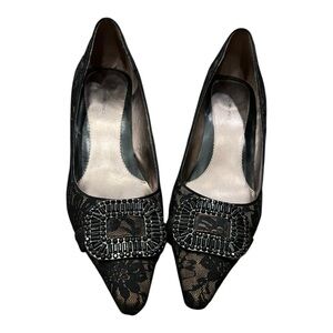 Bandolino Black Lace dress Kitten Heels SZ 10M